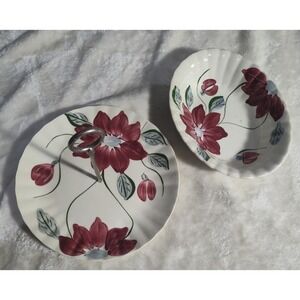 2 Pieces Blue Ridge Southern Pottery Poinsettia Pattern Serving Bowls
